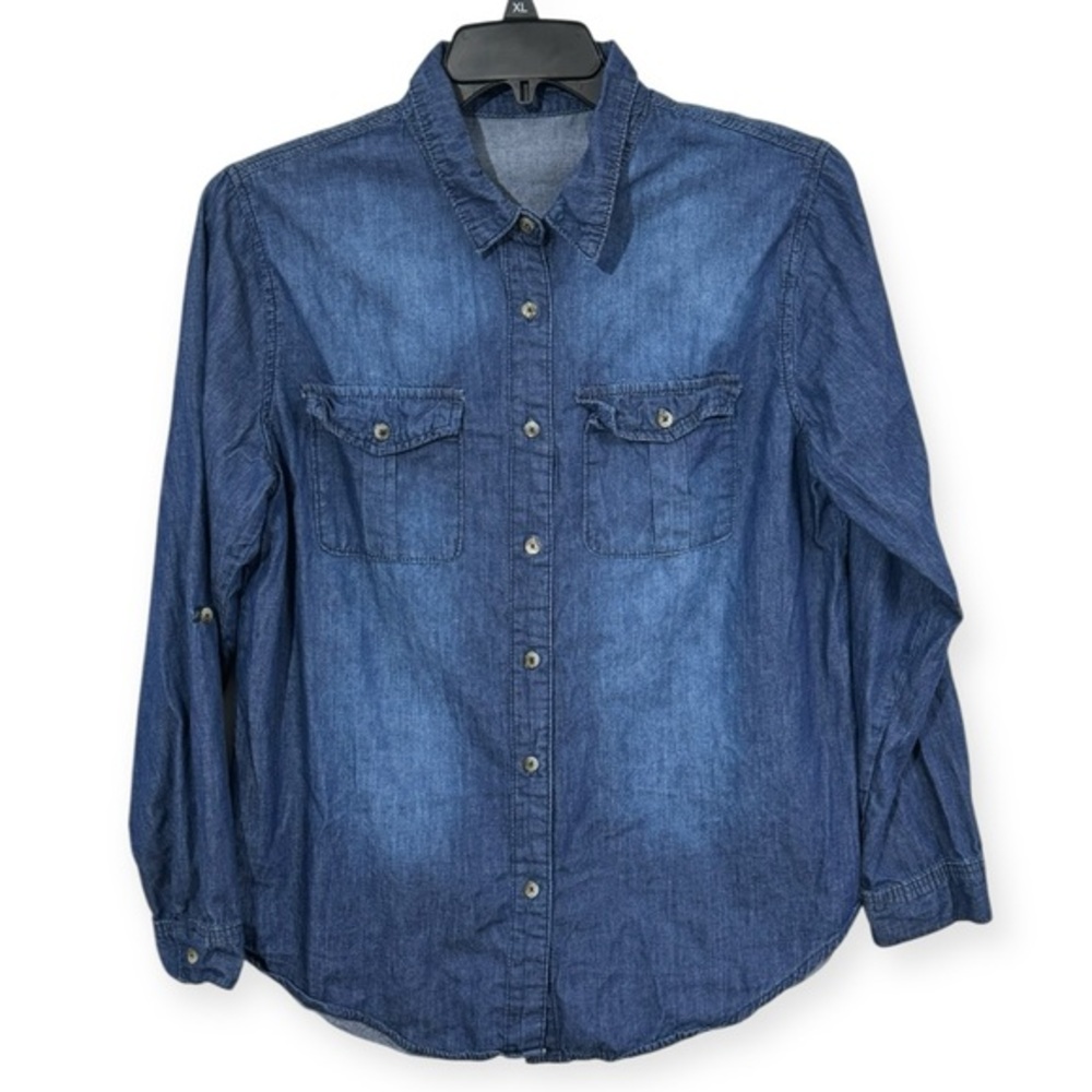 Women’s Jean Long Sleeve Button Down Shirt‎ Size M